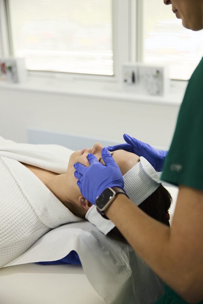 A skin treatment in progress